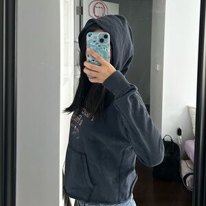 Abercrombie & Fitch Dark Blue Cropped Hoodie